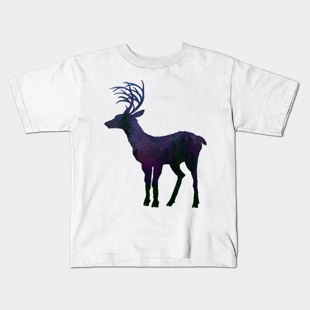 Galaxy deer silhouette Kids T-Shirt by LeighsDesigns